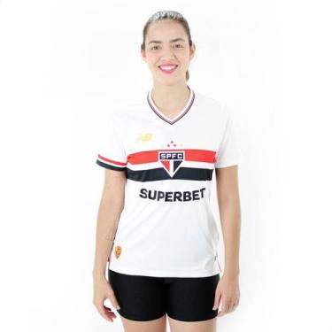 Imagem de Camiseta de Time New Balance Torcedor Home SPFC 2025 Branco - Feminino