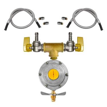 Imagem de Kit Válvula Duas Saídas Gás Instalação Fogão Forno 60cm e 1m - Renogás