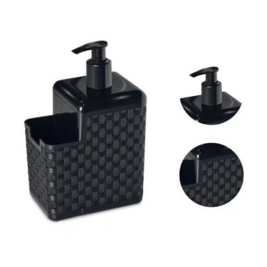 Imagem de Porta Detergente e Esponja C/Bico Dosador Rattan Preto - ARQPLAST