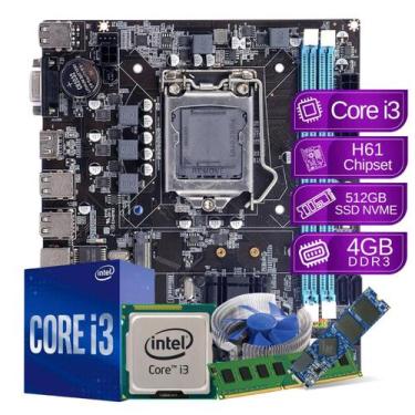Imagem de Kit Upgrade Intel Core i3 4gb 512gb ssd sata h61 - PC Master - PC MAST
