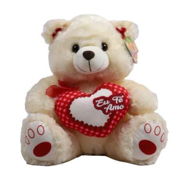 Imagem de Urso Pelúcia 31cm Sentado Coração Eu Te Amo FE7302 - Fizzy, Creme