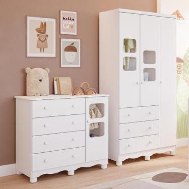 Imagem de Quarto de Bebê Completo com Guarda Roupa 3 Portas Cômoda Uli 4 Gavetas