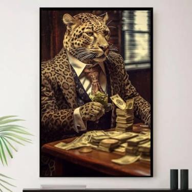 Imagem de Genérico, Quadro Tigre Dinheiro Negócios Sala Decorativo A3 35x45cm