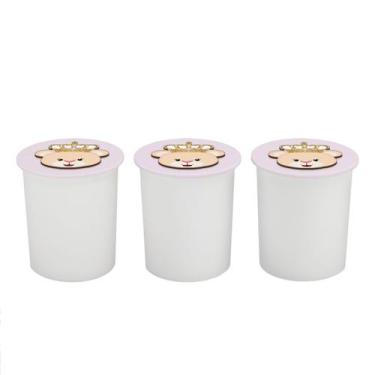 Imagem de Trio de Potes Kit Higiene Bebê Quarto Lavável Ursa Coroa - Neném na Nu