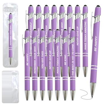 Imagem de Kit de 100 canetas inspiradoras com ponta e frases – 50 canetas motivacionais + 50 bolsas individuais – citação edificante e ideias positivas – para professores, escritório, escola, reuniões, eventos