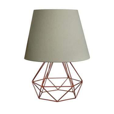 Imagem de Abajur De Mesa Aramado Diamante Cobre Branco Cúpula Algodão