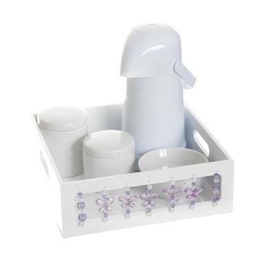 Imagem de Kit Higiene Borboleta Lilás Quarto Bebê Menina - Potinho de mel