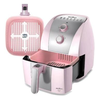 Imagem de Air Fryer Rosa Britânia 5,5L Sem Óleo 1500W Revestimento PinkStone, Ro