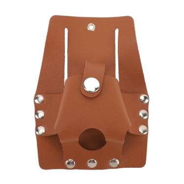 Imagem de Portador da medida da fita PU Couro PU Durável Portador de ferramentas de cinto de grande capacidade com fechamento de botão para trabalhadores da construção carpinteiros marrons