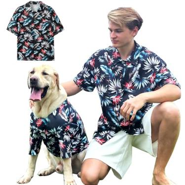 Imagem de Camiseta para cachorro Havaí respirável estilo praia legal roupas para cães de médio a grande porte e camisetas para animais de estimação vendidas separadamente, 2GG preta