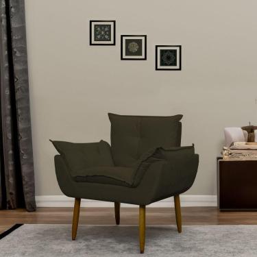 Imagem de Poltrona Decorativa Para Sala E Quarto Opala Suede Herrero Cor:marrom Escuro