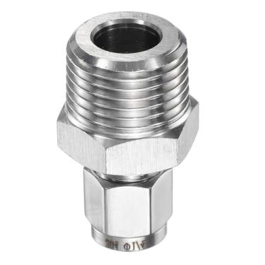 Imagem de HARFINGTON Encaixe de compressão 1/10.2 cm OD x 1/5.1 cm PT Rosca macho de aço inoxidável acoplador reto adaptador de tubos de compressão conector para óleo gás água