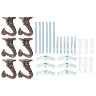 Imagem de PATIKIL Ganchos Swag, 6 peças de ganchos de teto resistentes com instalação de ferragens, fixação de parede, cabides de teto para pendurar lustres de plantas, cobre