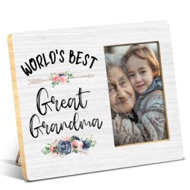 Imagem de JioJio Chan Porta-retrato World's Best Great Grandma (Melhor avó do mundo), presente de aniversário das mães para netos, porta-retrato de madeira, 10 x 15 cm, decoração de mesa para escritório em casa