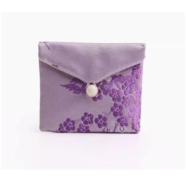 Imagem de Only My Live Home Bolsas de joias de cetim de seda chinesa com botão vintage, sacos de embalagem de pano de flor de ameixa, brincos, pulseira, colar, bolsa de armazenamento (roxo (3 peças, 10 x 12 cm