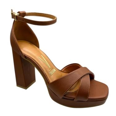 Imagem de Sandália Meia Pata Salto Alto Tira Cruzada Vizzano (Camel, BR, Adulto, Numérico, 37)