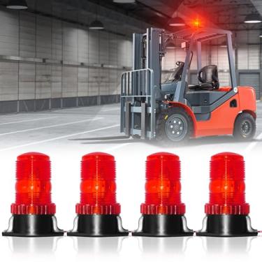 Imagem de eTzone 30 luzes LED de empilhadeira vermelho farol de emergência estroboscópico luzes piscantes 30W CC 10-110 para empilhadeiras, caminhões de bombeiros, ambulâncias, carros de polícia - pacote com 4