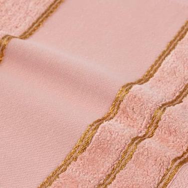 Imagem de Kit 6 Toalhas Lavabo Social de Mão p/Bordar Toalhinha Manicure Mão e Pé Fitness Academia Escolar 50x30cm 100% Algodão 400g/m² Barrado Ponto Russo Fio Dourado (ROSA)