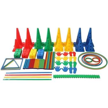 Imagem de Conjunto De Combo De Jogos Ao Ar Livre De Carnaval, 114 Peças De Tabuleiro Balae Para Criança, Pista De Obstáculos De Ginástica Para Crianças, Presente Para Crianças