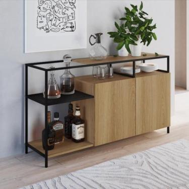 Imagem de Buffet Industrial York com 135 cm - Carvalho/Preto - Artesano, Marrom