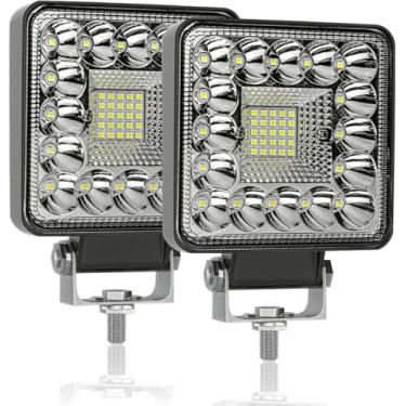 Imagem de OfleGold Luzes de trabalho de trator LED, cápsulas de luz LED quadradas de 10 cm, barra de luz de condução off-road 12 V 24 V, luzes de neblina para caminhão, SUV, ATV, barco, soprador de neve, 2