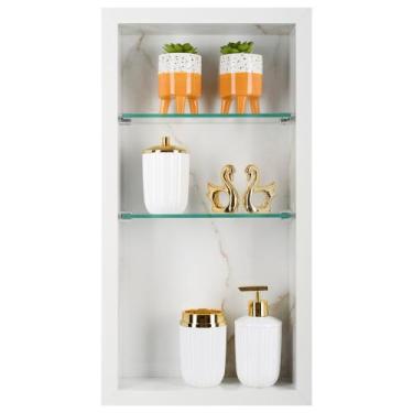 Imagem de Nicho Para Banheiro Em Porcelanato Polido Com Prateleira De Vidro (CAL