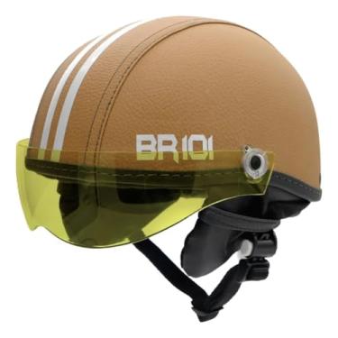 Imagem de Capacete Coquinho Scooter Elétrica Bike Skate Patinete BR 101 Premium Viseira Ambar Night (Marrom Creme, G - VESTE 59/60)