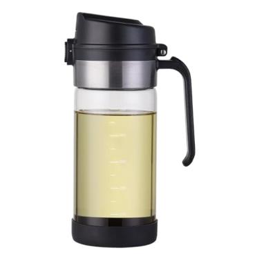 Imagem de Verdental Garrafa dispensadora de óleo de vidro de 500 ml com base antiderrapante e rótulos de óleo, bico de aço inoxidável para azeite, vinagre, molho de soja, vinho, xarope de café, cerveja (preto)