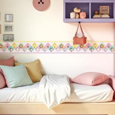 Imagem de Adesivo Parede Safari 03 Infantil Faixa Decorativa Animais Colorido Selva Quarto Bebê Lúdico