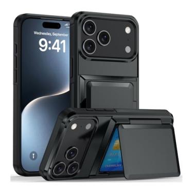 Imagem de HAOMRIYL Capa para iPhone 17 Pro Max/17 Pro/17 Air/17, porta-cartões oculto, capa fina à prova de choque, para PC, preta, 17 Air