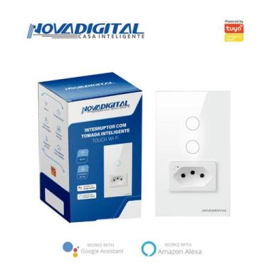 Imagem de Interruptor com Tomada 2 teclas Novadigital Wi-Fi - Nova Digital