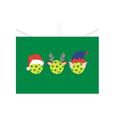 Imagem de 12 3 Merry Balls Cartões de Natal Pickleball com Envelopes | Cartões de Pickleball de 18 x 12 cm | Cartolina de Qualidade para Presentes Pickleball