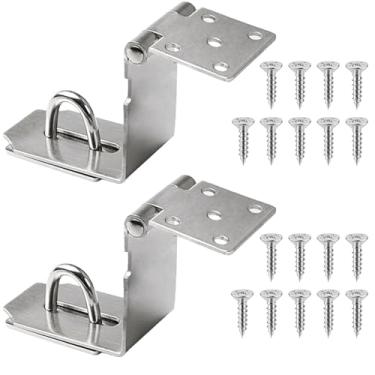Imagem de Wopanxye Ferrolho de cadeado de ângulo reto de 12 cm, fecho de porta de segurança de aço inoxidável, pacote com 2 travas de bloqueio de portão de jardim de 90 graus com parafusos, para porta de