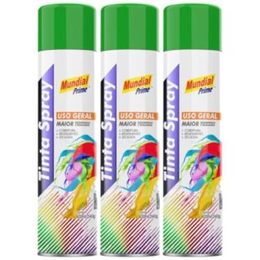 Imagem de Kit 3 Tinta Aerossol Spray Verde Bandeira Uso Geral 400ml/240g Mundial Prime
