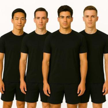 Imagem de Kit 4 Camisetas Fit Masculina Academia Treino Corrida Treino Básica Li