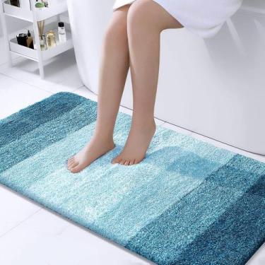 Imagem de Corredor de banho OLANLY, microfibra extra macia, 110x60cm, azul pavão