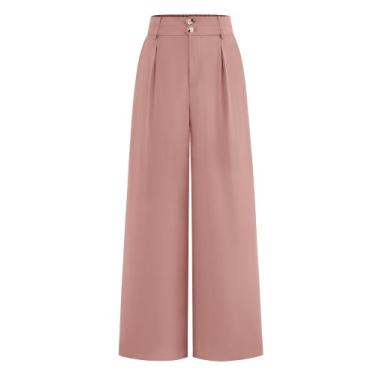 Imagem de Calça social feminina de cintura alta BTFBM 2025 rosa