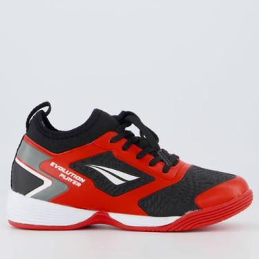 Imagem de Chuteira Penalty Evolution Player Futsal Juvenil Vermelha e Preta, 36