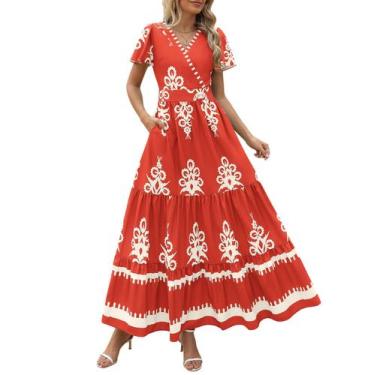 Imagem de Vestido maxi feminino PRETTYGARDEN 2025, verão, decote em V, boho