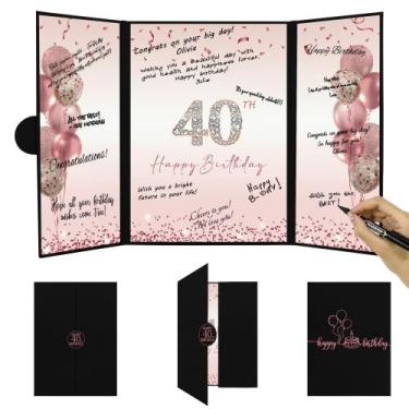 Imagem de Livro de visitas DARUNAXY Rose Gold 40th Birthday Party Women
