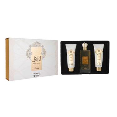 Imagem de Kit Perfume Ana Al Awwal Golden Nusuk Edp Feminino 100ml + Shower Gel 100ml + Body Lotion 100ml