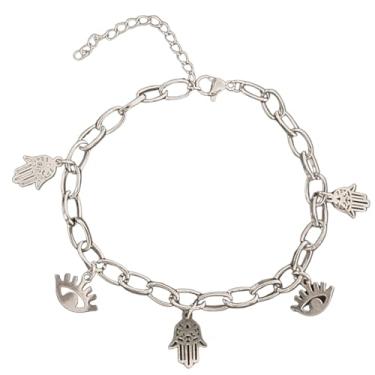 Imagem de Olho Grego e Mão de Fátima - Pulseira de Aço Inoxidável feminina - presente feminino - joias para mulheres