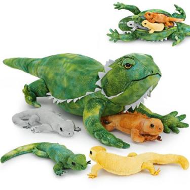 Imagem de Lagarto de pelúcia Tezituor Realistic 5 peças com bebês de 67 cm