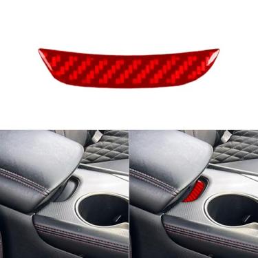 Imagem de GDFJGD Acessórios de fibra de carbono vermelha para console central de carro, apoio de braço, capa de alça de trinco, decalque adesivo de acabamento interior automotivo compatível com Infiniti Q50