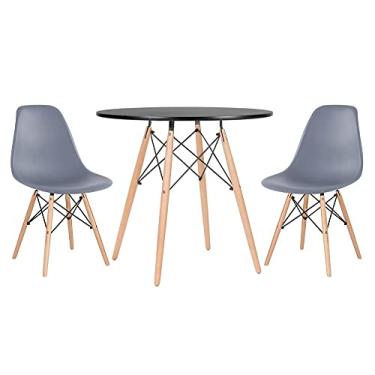 Imagem de Loft7, Conjunto - Mesa Eames 80 cm preto + 2 cadeiras Eames Eiffel Dsw cinza escuro