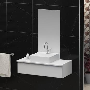 Imagem de Conjunto Gabinete Banheiro JOY 80cm (gabinete + cuba + espelheira) (Branco Inteiro)