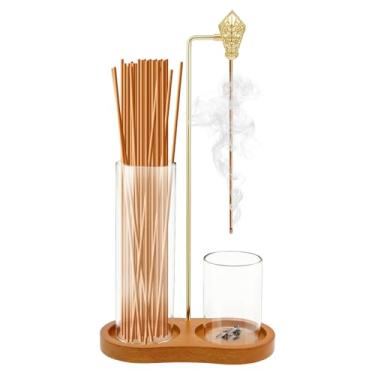 Imagem de Suporte de incenso 2 em 1 para palitos, suporte de bastão de incenso, suporte de incenso com apanhador de cinzas, suporte de incenso voador anti-cinzas para ioga, meditação, spa, decoração de casa