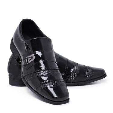 Imagem de Sapato Social Masculino em Verniz, Bico Quadrado, Solado em Borracha Natural, para Eventos Formais e Casamentos (Preto, BR, Adulto, Numérico, 41)