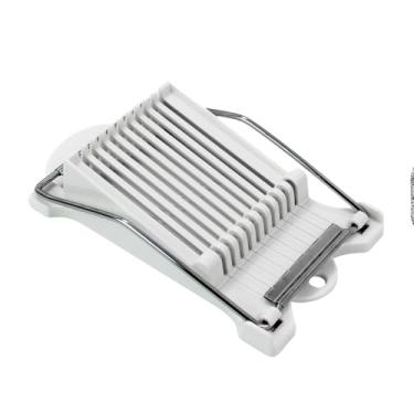 Imagem de Fatiador de Alimentos Multifuncional, Branco, Lâminas em Aço Inoxidável, 10 Fios de Corte, 22,2x12,5x5cm, para Presunto, Queijo, Frutas e Ovos