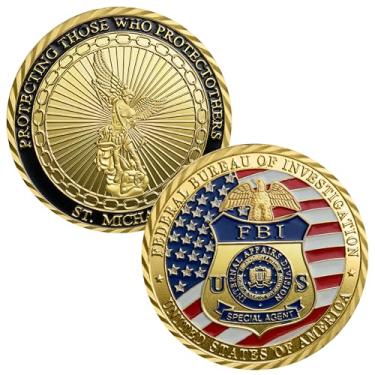 Imagem de FBI Special Agent Challenge Coin with St. Michael Protection Emblem - Metal Token for Law Enforcement and First Responders, United States of America